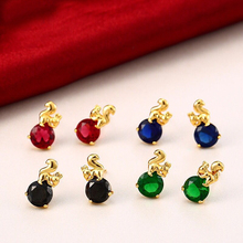 MxGxFam Cute Animel Squirrel CZ Stud Earrings for Lovely Women Blue / Green / Red / Black Zircon Fashion Jewelry 2024 - buy cheap