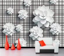 Custom 3D murals,Vector solid white flower 3D living room TV background wall bedroom wallpaepr papel de parede 2024 - buy cheap