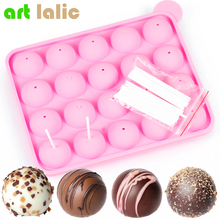 Lollipop Pop 20 Holes Mould Silicone Round Shape Party Cake Cookie Candy Chocolate Maker Baking Tool Tray 9.1" * 7.1 "* 0.9" 2024 - buy cheap