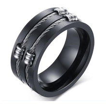 Anel masculino punk rock, anel de titânio aço fashion joia de festa arame legal para homens 2024 - compre barato