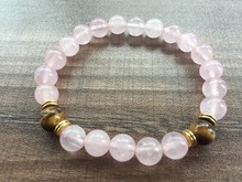 Natural Stone 8MM Tiger Eye Bracelet Pink Crystal  Bracelet Fashion Women's Bracelets Round Bead Bracelets Mala Beads Yoga 2024 - buy cheap