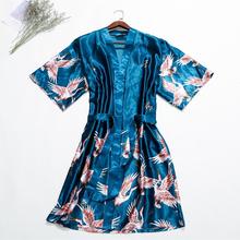 Mulheres casual yukata robe rayon cetim sleepwear camisola de verão kimono roupão sexy casamento noiva dama de honra vestido 2024 - compre barato