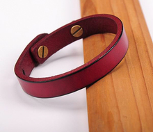 G370 Red  Simply Stylish Single Band Genuine Leather Bracelet Wristband Women's New 2024 - buy cheap