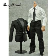 MagiDeal Fabric 1/6 Scale Black Suit Set Pants Clothes Tie for 12 Inch Male Action Figures Models Party Stage Show Accessory 2024 - buy cheap