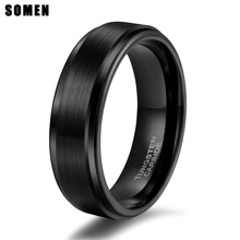 Женское матовое кольцо Somen 6 мм 8 мм из черного вольфрама, обручальные кольца в классическом стиле, ювелирные изделия 2024 - купить недорого