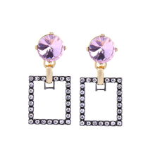 Party Dress Fashion Jewelry Elegant Crystal Geometric Square Drop Earrings For Women Rhinestone Charm Earrings Accessories 2024 - buy cheap