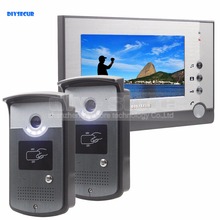 DIYSECUR 2 камеры 1 монитор 7 дюймов видеодомофон для видеодомофона разблокировка при идентификации светодиодная камера ночного видения 2024 - купить недорого