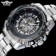 Relógio masculino mecânico winner, relógio de pulso preto de esqueleto, marca famosa, aço inoxidável 2024 - compre barato