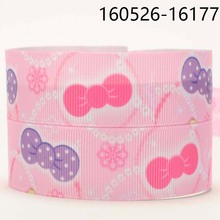 NEW arrivals 50 yards 7/8 " 22 mm pink cute bow pattern printed grosgrain ribbon DIY hair tie free shipping 2024 - buy cheap
