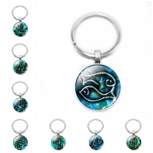 Heat! New Fashion Retro Green 12 Constellation Keychain Classic Men and Women Charm Jewelry Key Ring 2024 - buy cheap