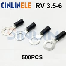 500pcs Crimp Terminal RV3.5-6  14-12AWG 2.63-4.6mm^2 Crimp terminals black Ring Terminal Brass RV3-6 2024 - buy cheap