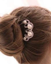 Korean fashion exquisite crystal rhinestone imitation pearl hairpin female wedding hair accessories women Free Shipping 2024 - buy cheap