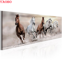 Cuadro grande de diamantes diy cuadrado completo/bordado de diamantes redondos animales caballos 5d punto de cruz cuadro de mosaico de costura 2024 - compra barato