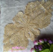 New!!1 Piece 40*15cm Gold Luxury Venise Lace Fabric Applique Trims Craft Polyester Flower Embroidery Decorated Large Lace Patch 2024 - buy cheap