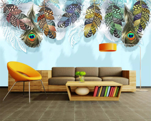 Beibehang wallpaper for walls 3 d Modern nordic Hand Painted feathers fashion abstract background wall decorative 3d wallpaper 2024 - buy cheap