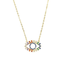 41+5cm micro pave rainbow multi color cubic zirconia turkish evil eye boho bohemia fashion Gold necklace 2024 - buy cheap