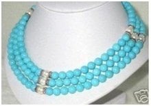 Charming Beautiful 3 rows turquoises jades White Pearl necklace Fashion Free shipping 2024 - buy cheap