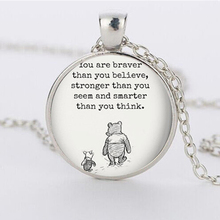 Winnie the Pooh Necklaces & Pendants Winnie The Pooh and Piglet Jewelry Handmade glass dome pendant 2024 - buy cheap