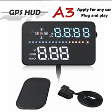 HUD A3 3.5 inch Head Up Display OBD2 EUOBD Windscreen Projector with GPS Speeding Warning Car Driving Distance 2024 - buy cheap