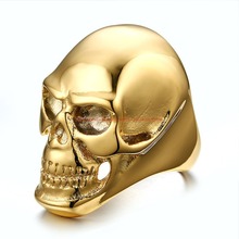 Charm Punk Gift 316L Stainless Steel Men's Cool Skeleton Skull Silver Gold color Rings Biker Jewelry US Size 8-12# Best Quality 2024 - buy cheap