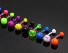 NEW Acrylic UV Reactive Flexi Belly Navel Bar Ring Neon Popular Body Piercing Jewelry Mixed Colors COLOURFUL BANANA Wholesale 2024 - buy cheap