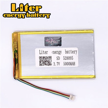 1.0MM 5pin connector 528095 5000mah 3.7V Cheap price lithium polymer battery for tablet pc polymer rechargeable battery 2024 - buy cheap