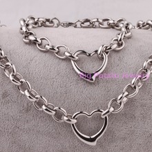 High Polishing Silver Color Link For Womens Birthday Gift Jewelry 316L Stainless Steel With Heart Bracelet&Necklace Chain Sets 2024 - buy cheap