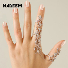 NADEEM Women Bohemia Multiple Crystal Stack Knuckle Band Link & Chain Finger Rings Set Fashion Women Girl Gift Punk Ring Jewelry 2024 - buy cheap