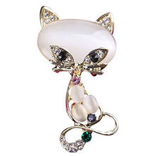 Women Lovely Fox Opal Rhinestone Brooch Pin Breastpin Jewelry Scarf Accessory 2024 - buy cheap