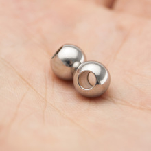 50pcs Stainless Steel 4/6/8mm round ball large hole Beads slide Charms for Bracelets Necklace DIY polished goold quality bead 2024 - buy cheap