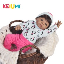 KEIUMI 23 Inch Ethnic Baby Reborn Silicone Full Body Realistic Reborn Baby Girl Dolls For Chil Gifts Kid Playmates Boneca Reborn 2024 - buy cheap