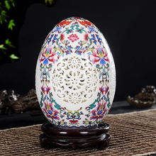 Antique Jingdezhen Ceramic Vase Chinese Style Pierced Lucky Egg Vase Wedding Gifts Home Handicraft Furnishing Articles 2024 - buy cheap