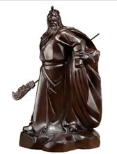 Black sandalwood carving Guan Gong statue pendulum solid wooden martial arts God Lucky Buddha Guan Yu 2024 - buy cheap