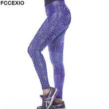 FCCEXIO-Pantalones con estampado de Bandana para mujer, mallas elásticas azules de alta elasticidad, a la moda, para Fitness 2024 - compra barato