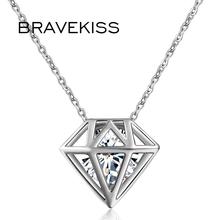 Bravekiss colar pingente zircônia cúbica aaa, acessórios femininos, ouro branco e oco, bijuteria bun0115a 2024 - compre barato