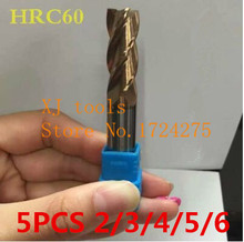 Free Delivery Superior quality HRC60 5PCS*4F-2/3/4/5/6 Solid Carbide End Mill CNC Milling Cutter Tool Bits For Steel Milling 2024 - buy cheap