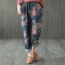 Джинсы Mom с вышивкой, джинсовые брюки, женские джинсы в китайском стиле розы, новинка 2018 DD1521 S 2024 - купить недорого