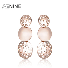 AENINE Bohemia Titanium Steel Geometric Hollow Circle Earrings Jewelry Trendy Rose Gold Stud Earrings For Women Arete AE18025 2024 - buy cheap