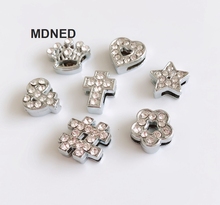 20PCS 8MM Full Rhinestone Five-Pointed Star Heart # Flower Mixed Style Slide Charms Letters Fit 8mm Belts Wristbands 2024 - купить недорого
