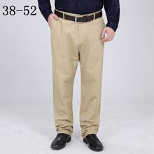 BKTrend Cotton Men Pants Straight Spring Autumn Long Male Classic Business Casual Trousers Full Length Mid Plus Size 48 50 52 2024 - buy cheap