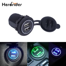 Herorider 12-24V USB Charger for Motorcycle Auto Truck ATV Boat LED Car 3.1A Dual USB Socket Charger Power Adapter Outlet Power 2024 - buy cheap