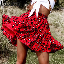 Faldas con estampado de leopardo para mujer, faldas sexys con cintura elástica ajustada, minifalda informal, color rojo, 2018 2024 - compra barato