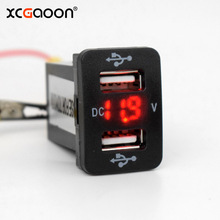 Xcgaoon-carregador de carro com porta usb dupla, 5v, 4,2a, voltímetro de led, soquete adaptador para toyota, entrada dc 12v-24v 2024 - compre barato