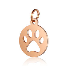 5pcs 316L Stainless Steel Lovely Dag Paw Gold Rose Gold Steel Tone Animal Cat Print Paw Charm Pendant DIY Jewelry Accessories 2024 - buy cheap