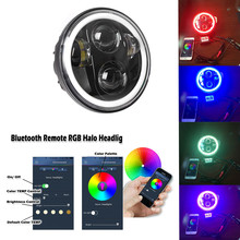 Faros LED para motocicleta, luz RGB Halo DRL con aplicación remota, 5,75, 5-3/4 pulgadas, 40W 2024 - compra barato