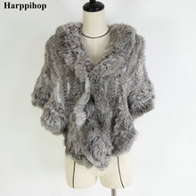 2019 Genuine Rabbit Fur Poncho,Knitted Rabbit Fur Pashmina,Genuine Rabbit Fur Shawl women's coats/Hot Sale/OEM/Wholesale/Retail 2024 - buy cheap