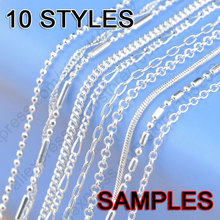 Sample Order 10Pcs Mix 10 Styles 18" 1.2-2MM Pure 925 Sterling Silver Jewelry Link Necklace Chains Lobster Clasps Findings 2024 - buy cheap
