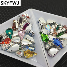 All Colors 100pcs 8x13mm,6x10mm Teardrop Crystal Fancy Stone with Claw Setting Droplet Sewing Glass Crystals Rhinestones 2024 - buy cheap