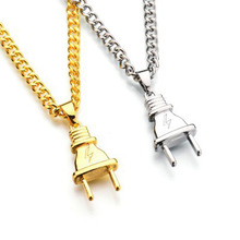 Fashion Hiphop Plug Jewelry Pendant Necklace For Men Boys Gift Hip-hop Punk Personality Necklaces Silver Color Chain choker 2024 - buy cheap