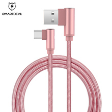 SmartDevil-Cable USB tipo C de carga rápida, cargador de datos tipo C, 90 grados, para Samsung S8, S9, Xiaomi, Huawei Mate 20 Pro 2024 - compra barato